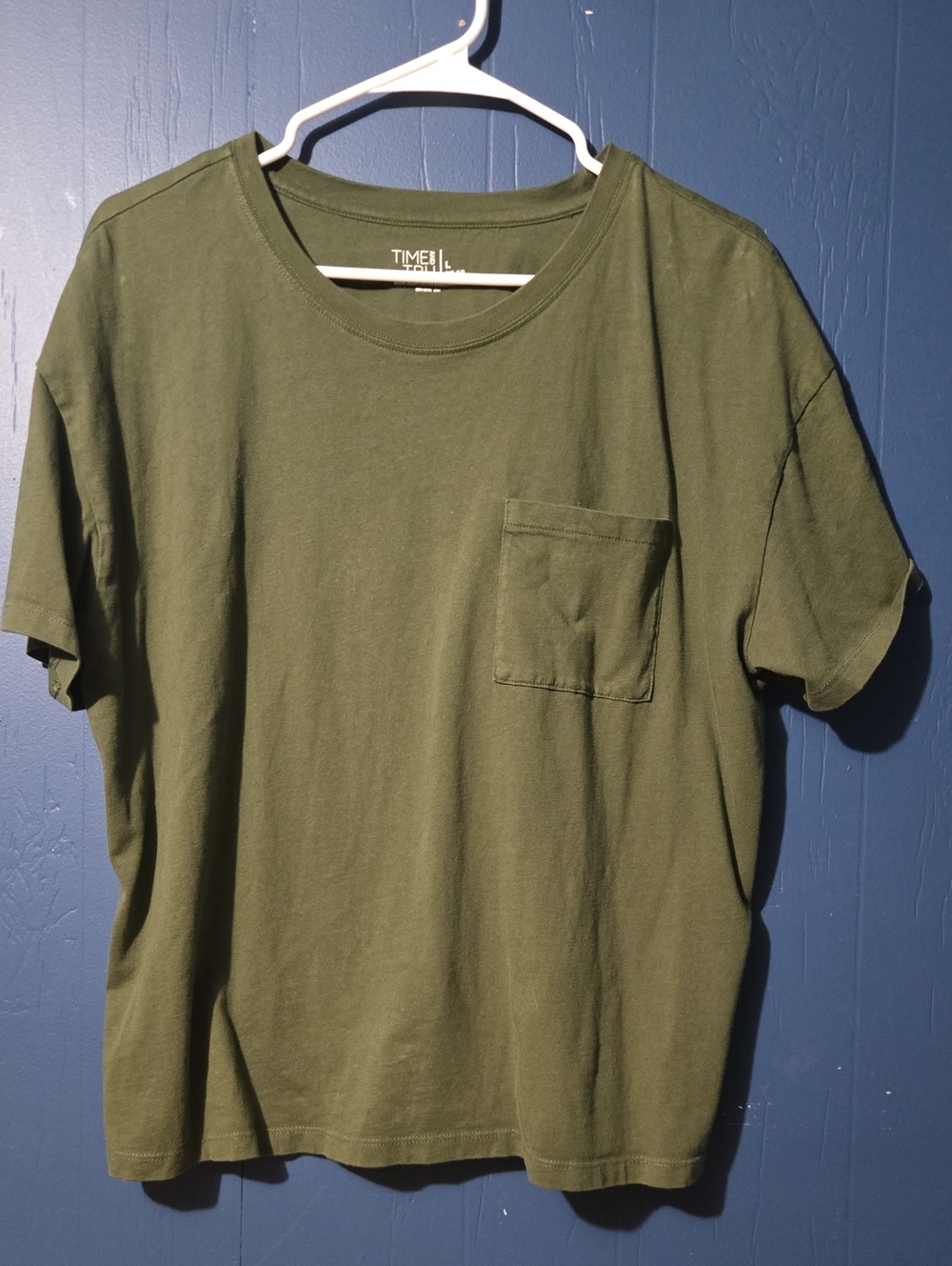 Time and Tru Olive Green Short Sleeve Pocket Tee for Women